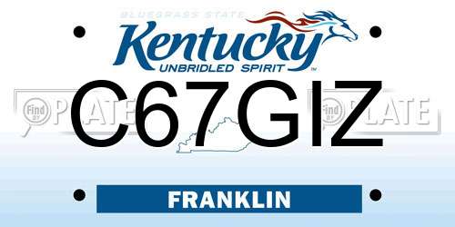 C67GIZ Kentucky License Plate