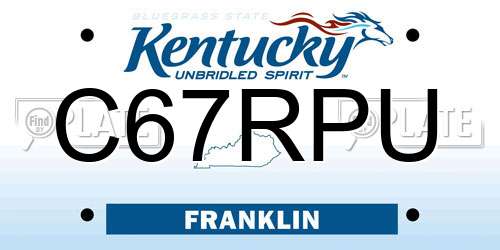 C67RPU Kentucky License Plate