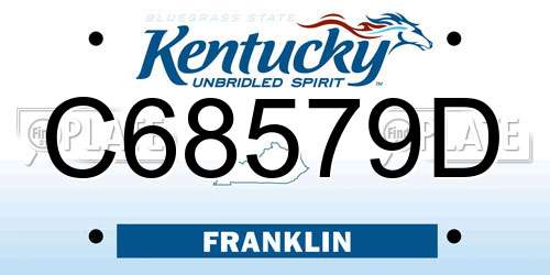C68579D Kentucky License Plate