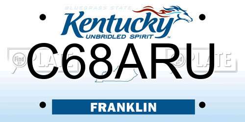 C68ARU Kentucky License Plate