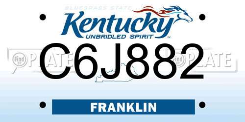 C6J882 Kentucky License Plate