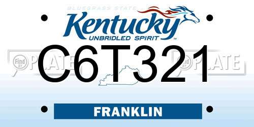 C6T321 Kentucky License Plate