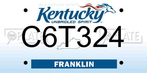 C6T324 Kentucky License Plate