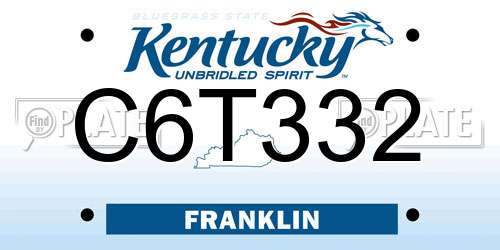 C6T332 Kentucky License Plate