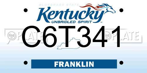 C6T341 Kentucky License Plate