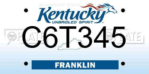 C6T345 Kentucky License Plate