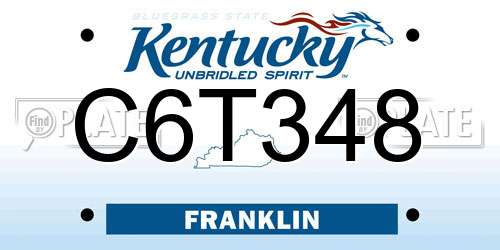 C6T348 Kentucky License Plate