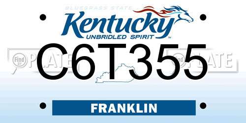 C6T355 Kentucky License Plate