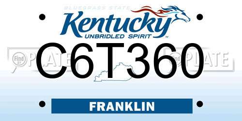 C6T360 Kentucky License Plate