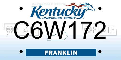 C6W172 Kentucky License Plate