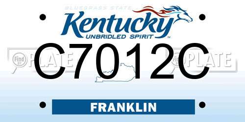C7012C Kentucky License Plate