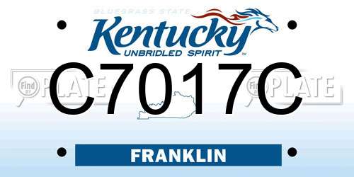 C7017C Kentucky License Plate