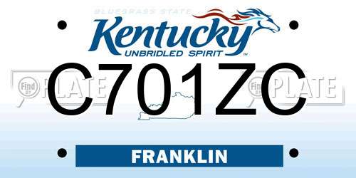 C701ZC Kentucky License Plate