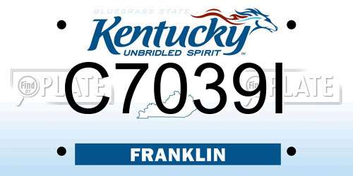 C7039I Kentucky License Plate