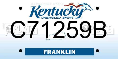 C71259B Kentucky License Plate