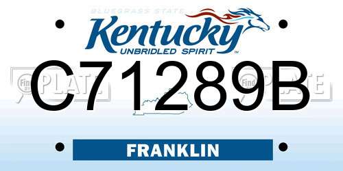 C71289B Kentucky License Plate