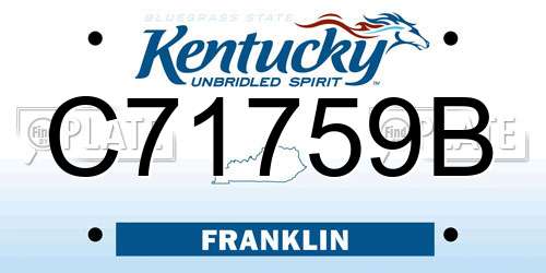 C71759B Kentucky License Plate