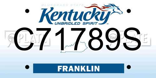 C71789S Kentucky License Plate