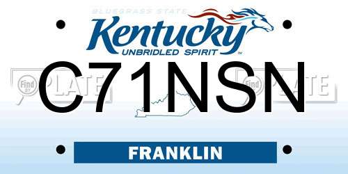 C71NSN Kentucky License Plate