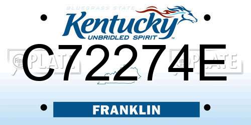 C72274E Kentucky License Plate