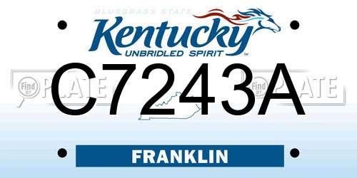 C7243A Kentucky License Plate