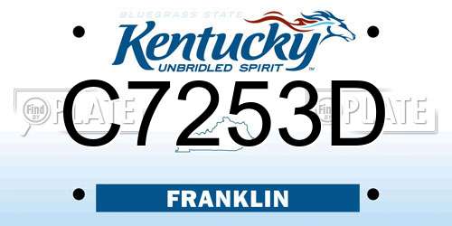 C7253D Kentucky License Plate