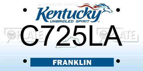 C725LA Kentucky License Plate