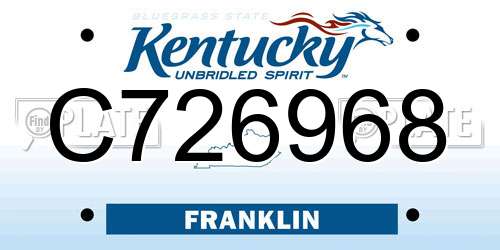 C726968 Kentucky License Plate
