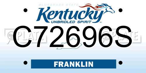 C72696S Kentucky License Plate