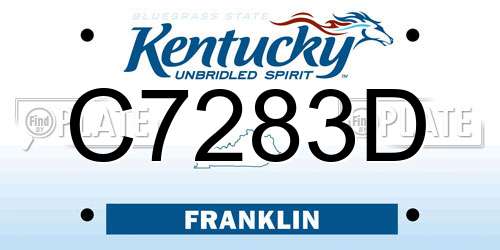 C7283D Kentucky License Plate