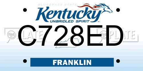 C728ED Kentucky License Plate