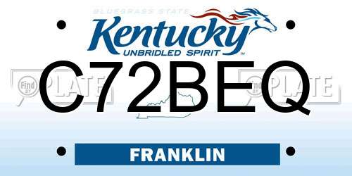C72BEQ Kentucky License Plate