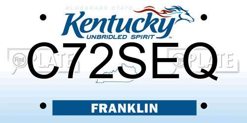 C72SEQ Kentucky License Plate