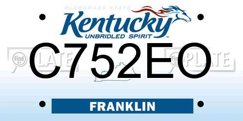 C752EO Kentucky License Plate