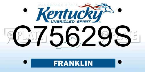 C75629S Kentucky License Plate