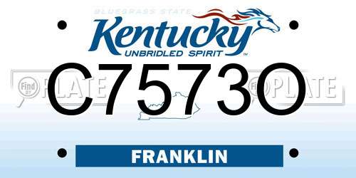 C7573O Kentucky License Plate