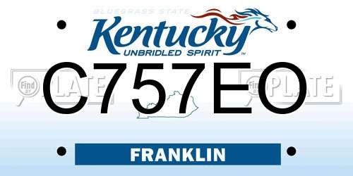 C757EO Kentucky License Plate