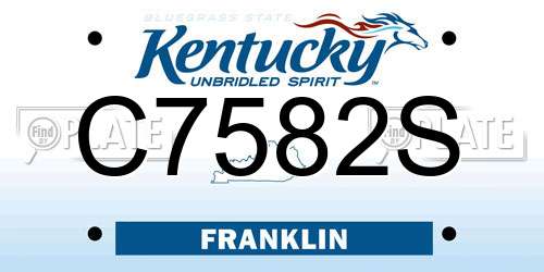 C7582S Kentucky License Plate