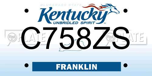 C758ZS Kentucky License Plate