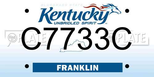 C7733C Kentucky License Plate