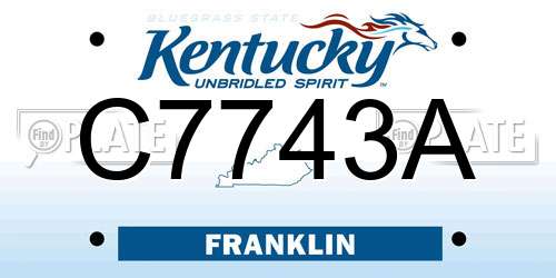 C7743A Kentucky License Plate