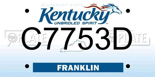 C7753D Kentucky License Plate
