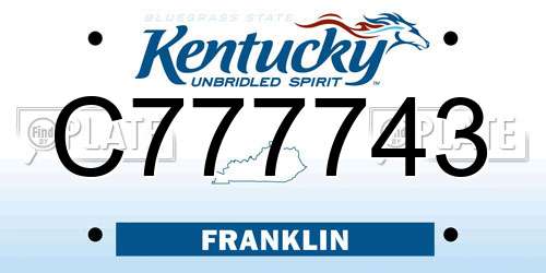 C777743 Kentucky License Plate