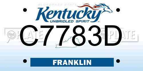 C7783D Kentucky License Plate
