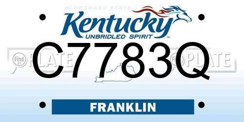 C7783Q Kentucky License Plate