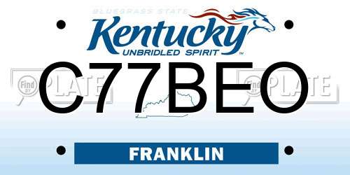 C77BEO Kentucky License Plate