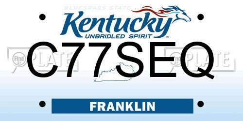 C77SEQ Kentucky License Plate