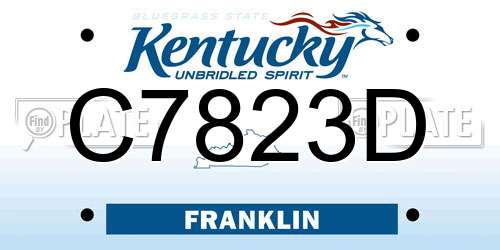 C7823D Kentucky License Plate