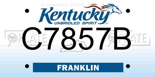 C7857B Kentucky License Plate