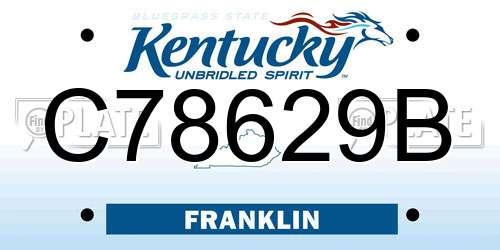 C78629B Kentucky License Plate